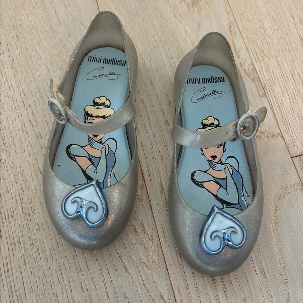 Mini Melissa Glittery Silver Cinderella Flats